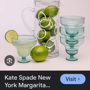 Kate Spade pitcher and 4 margarita glasses NWOT